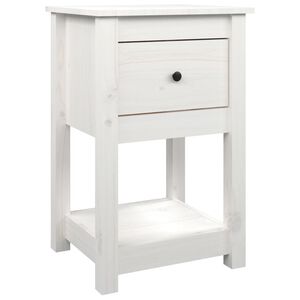 vidaXL Table de chevet Blanc 40x35x61,5 cm Bois de pin massif