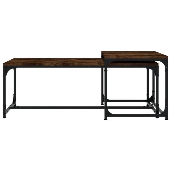 vidaXL Tables basses 2 pcs Ch&ecirc;ne fum&eacute; Bois d'ing&eacute;nierie