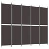 vidaXL Cloison de séparation 5 panneaux Marron 250x200 cm Tissu