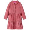 vidaXL Robe enfants &agrave; manches longues velours c&ocirc;tel&eacute; rose ancien 92