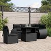 vidaXL Salon de jardin 6 pcs avec coussins noir r&eacute;sine tress&eacute;e