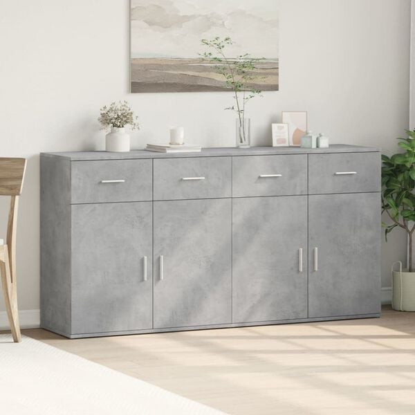 vidaXL Buffets 2 pcs gris béton 79x38x80 cm bois d'ingénierie