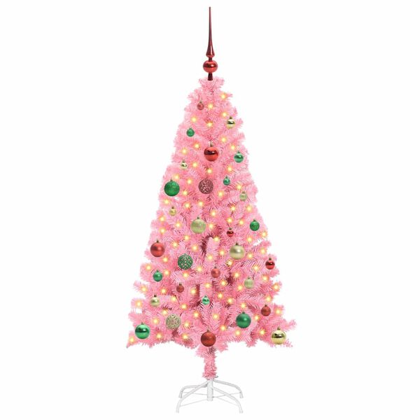 vidaXL Sapin de Noël avec 150 LED avec support Rose 150 cm PVC