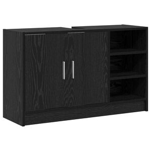 vidaXL Cabinet de salle de bain avec porte Ch&ecirc;ne noir 90 x 29 x 55 cm