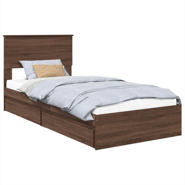 vidaXL Lit de Rangement Ch&ecirc;ne brun 90 x 200 cm Bois d'ing&eacute;nierie