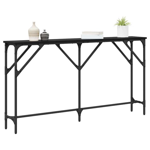 vidaXL Table console Ch&ecirc;ne noir 140 x 23 x 75 cm