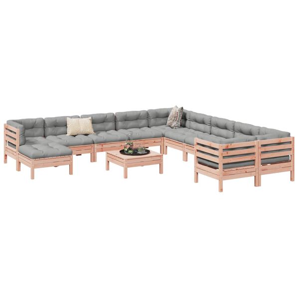 vidaXL Salon de jardin avec coussins 12 pcs bois massif sapin douglas