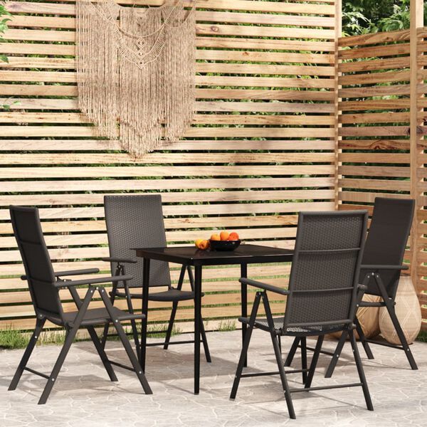 vidaXL Ensemble &agrave; manger de jardin 5 pcs Noir