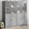 vidaXL Biblioth&egrave;que avec portes gris b&eacute;ton 136x37x142 cm