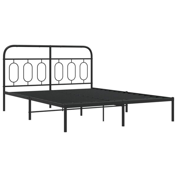 vidaXL Cadre de lit métal sans matelas avec tête de lit noir 135x190cm