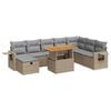 vidaXL Salon de jardin avec coussins 9 pcs beige r&eacute;sine tress&eacute;e acacia