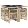 vidaXL Ensemble &agrave; manger de jardin coussins 5 pcs m&eacute;lange beige rotin
