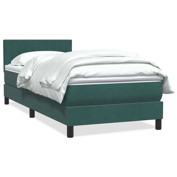 vidaXL Sommier &agrave; lattes de lit et matelas vert fonc&eacute; 90x210 cm velours
