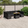 vidaXL Salon de jardin 10 pcs avec coussins noir r&eacute;sine tress&eacute;e