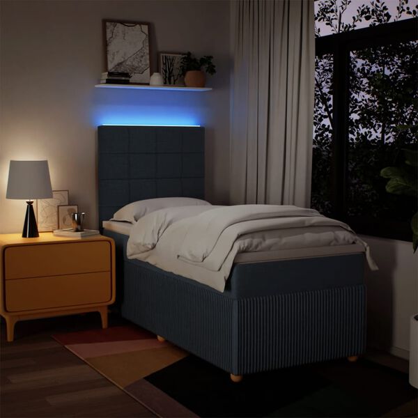 vidaXL Sommier &agrave; lattes de lit avec matelas Bleu 80x200 cm Tissu