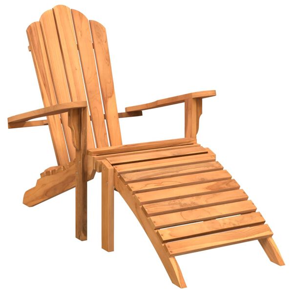 vidaXL Chaise de jardin Adirondack et repose-pieds bois de teck solide