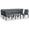 vidaXL Salon de jardin 7 pcs noir et gris r&eacute;sine tress&eacute;e