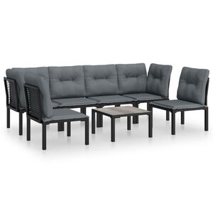 vidaXL Salon de jardin 7 pcs noir et gris r&eacute;sine tress&eacute;e
