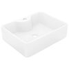 Vasque carr&eacute; &agrave; trou pour robinet c&eacute;ramique blanc pour salle de bain