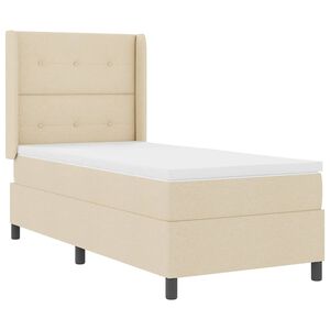 vidaXL Lit &agrave; ressort LED avec t&ecirc;te de lit Cr&egrave;me 90 x 190 cm tissu