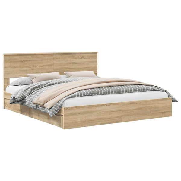 vidaXL Lit de Rangement Ch&ecirc;ne Sonoma 180 x 200 cm Bois d'ing&eacute;nierie