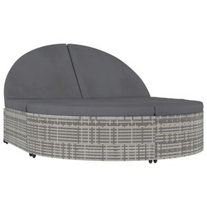 vidaXL Chaise longue &agrave; 2 places avec coussins R&eacute;sine tress&eacute;e Gris