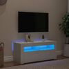 vidaXL Meuble TV avec lumi&egrave;res LED blanc 90x35x40 cm