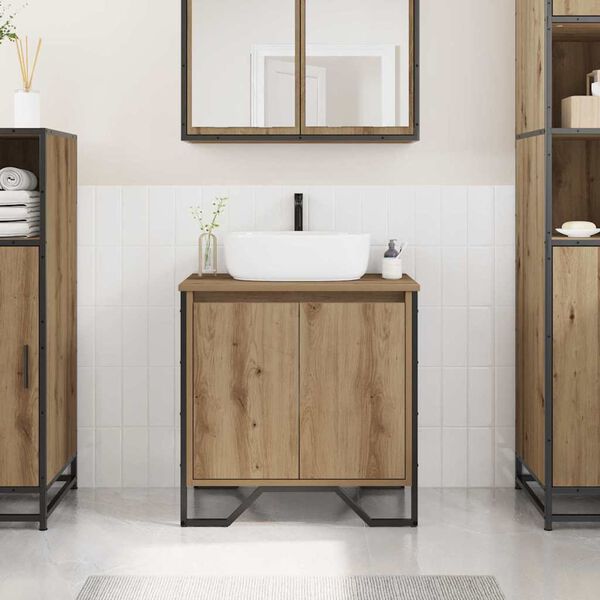vidaXL Meuble de Lavabo de Salle de Bain avec stockage Chêne artisanal