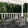 vidaXL Salon de jardin 4 pcs avec coussins résine tressée gris
