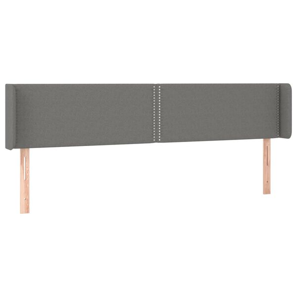 vidaXL T&ecirc;te de lit avec oreilles Gris fonc&eacute; 163x16x78/88 cm Tissu