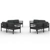 vidaXL Salon de jardin 8 pcs avec coussins Aluminium Anthracite
