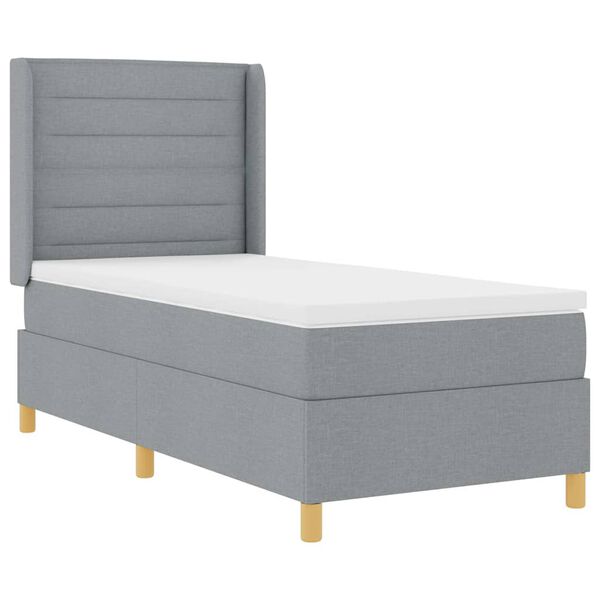 vidaXL Lit &agrave; ressorts avec matelas Gris clair 90 x 200 cm tissu