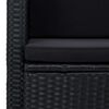 vidaXL Canap&eacute; de jardin &agrave; 2 places avec coussins Noir R&eacute;sine tress&eacute;e