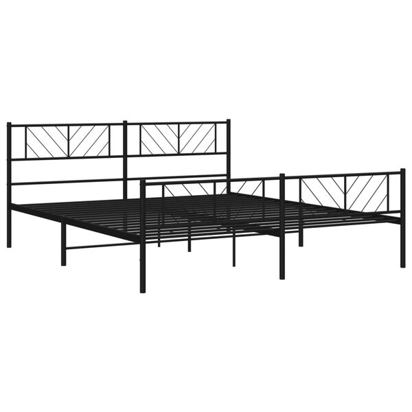 vidaXL Cadre de lit m&eacute;tal sans matelas avec pied de lit noir 200x200cm