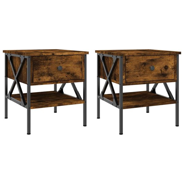 vidaXL Tables de chevet 2 pcs chêne fumé 40x42x45 cm bois d’ingénierie