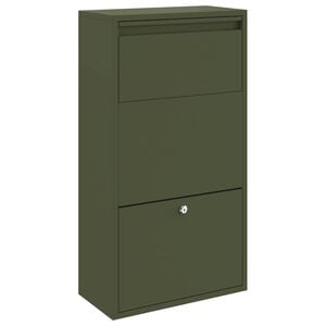 vidaXL Bo&icirc;te de d&eacute;p&ocirc;t de colis Vert olive 44 x 22 x 82 cm Acier