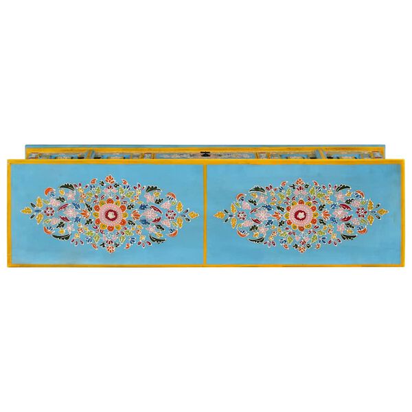 vidaXL Meuble TV bleu 110x30x40 cm bois massif de manguier