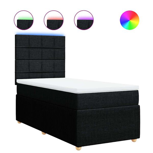 vidaXL Sommier &agrave; lattes de lit avec matelas Noir 90x190 cm Tissu
