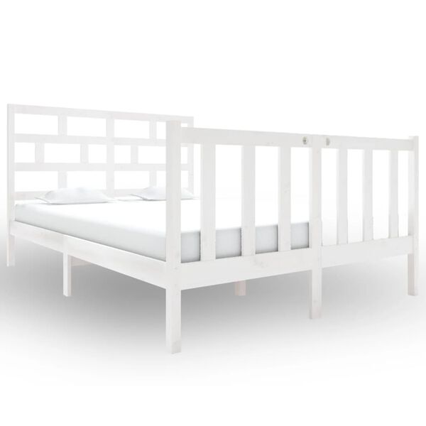 vidaXL Cadre de lit sans matelas blanc bois de pin massif
