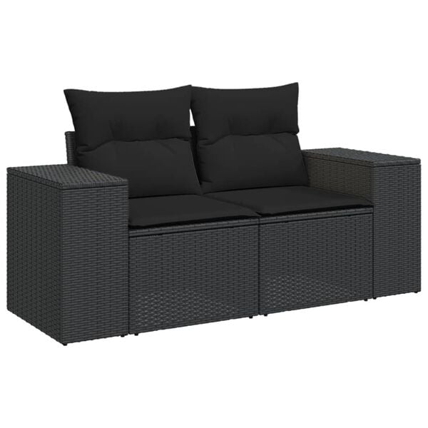 vidaXL Salon de jardin 11 pcs avec coussins noir r&eacute;sine tress&eacute;e