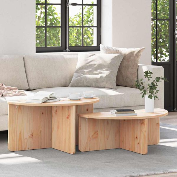 vidaXL Table basse 2 pcs Naturel Bois massif en pin