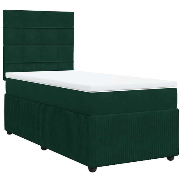 vidaXL Sommier &agrave; lattes de lit avec matelas Vert fonc&eacute; 90x190 cm