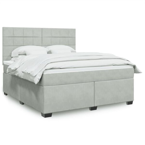 vidaXL Sommier &agrave; lattes de lit et matelas Gris clair 180x200cm Velours