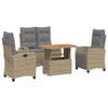 vidaXL Ensemble &agrave; manger de jardin coussins 4 pcs beige r&eacute;sine tress&eacute;e