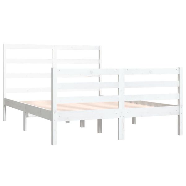vidaXL Cadre de lit sans matelas blanc bois de pin massif 140x190 cm