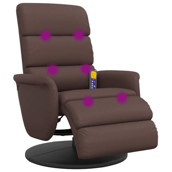 vidaXL Fauteuil inclinable de massage repose-pieds marron similicuir