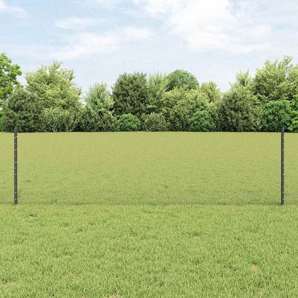 vidaXL Cl&ocirc;ture avec poteau Gris 0,6 x 25 m Acier et PVC