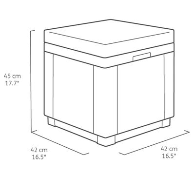 Keter Pouf de rangement Cube avec coussin Graphite