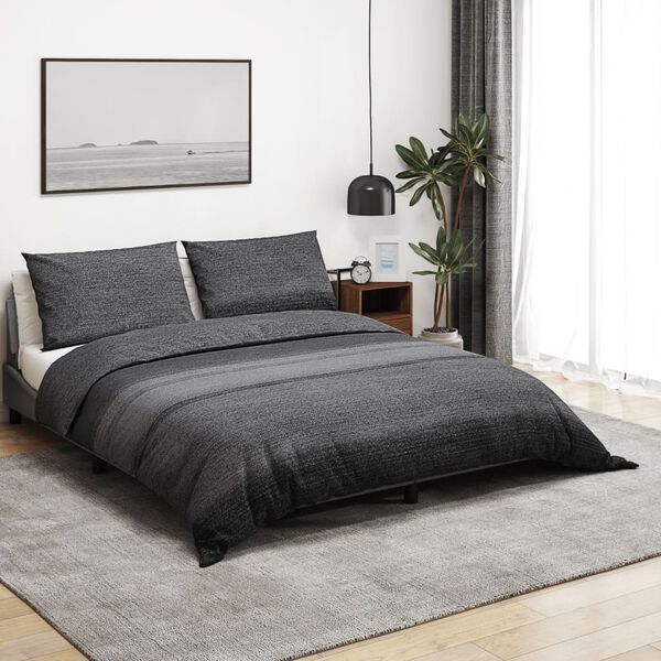 vidaXL Ensemble de housse de couette gris foncé 200x200 cm Coton