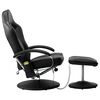 vidaXL Fauteuil de massage avec repose-pied noir similicuir